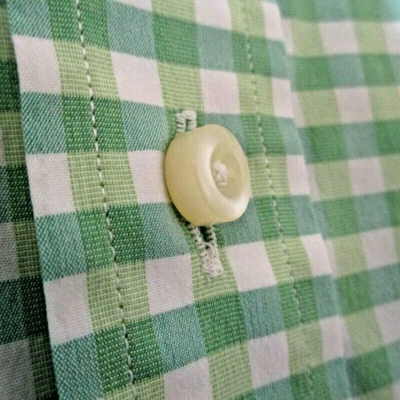 Rufus Button Front Shirt sz M Green Gingham Contrast Cuffs 100% Cotton USA - Picture 4 of 14